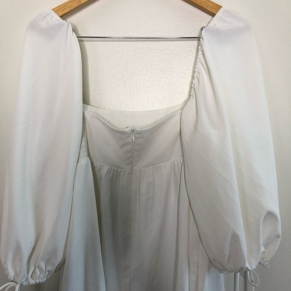 Amanda Uprichard White Darling Puff Sleeve Mini Dress Size XL - Picture 7 of 12